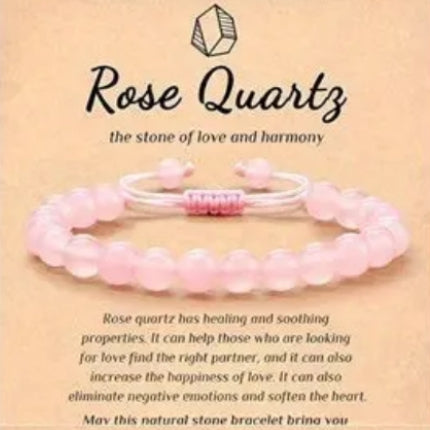 8 mm Natural Stone Energy Bracelet & Blessing Card