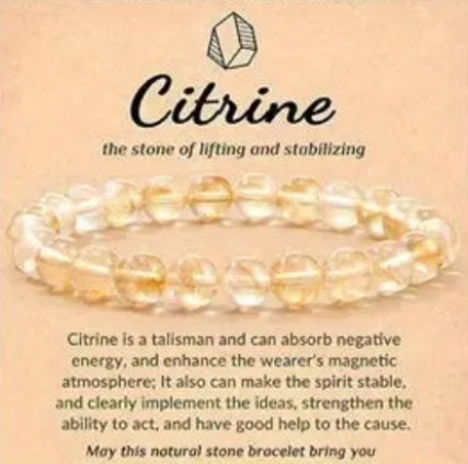 8 mm Natural Stone Energy Bracelet & Blessing Card