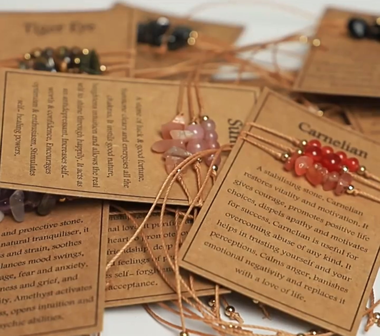 3—Piece Natural Stone Boho Style Bracelet with Meaning Card