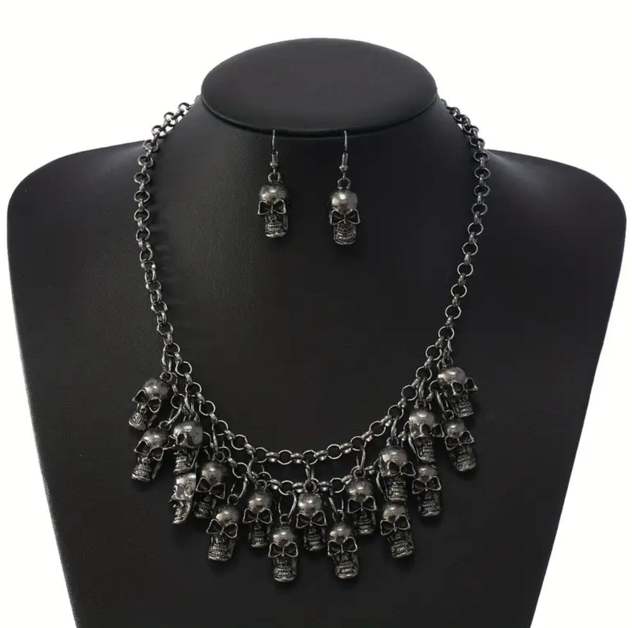 Skull Dangle Necklace and Earring Set