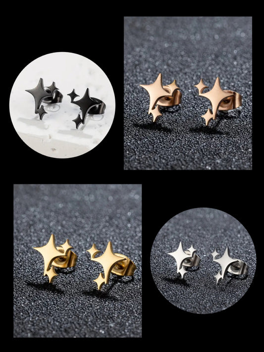 Stainless Steel Sparkle Stud Earrings