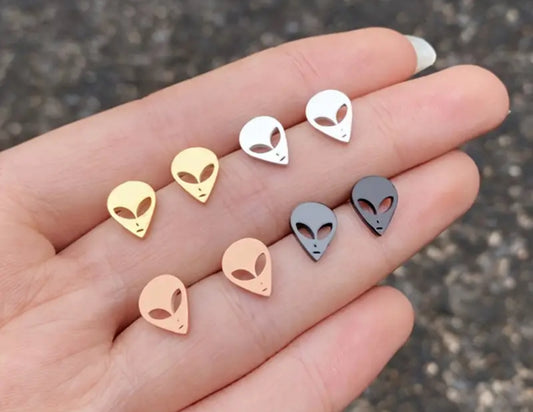 Stainless Steel Alien Stud Earrings