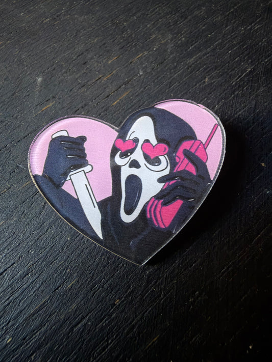 Ghostface Heart Plastic Pin