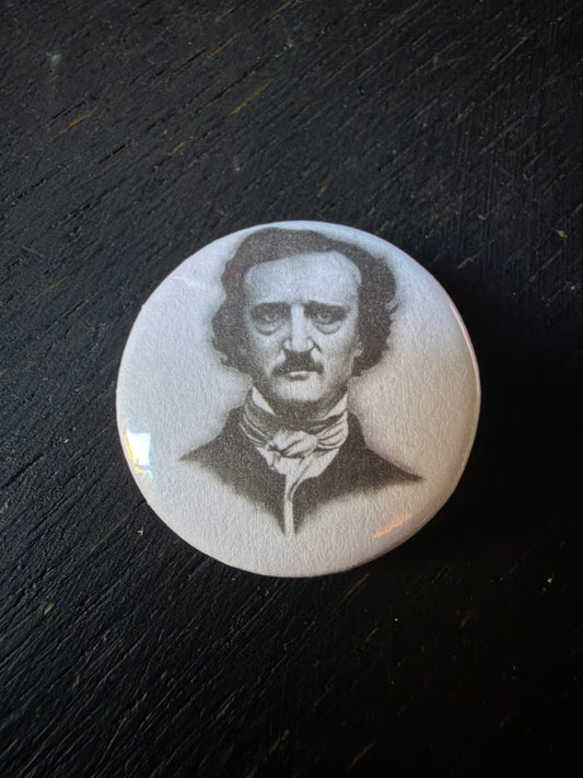 Edgar Allen Poe Button Pin