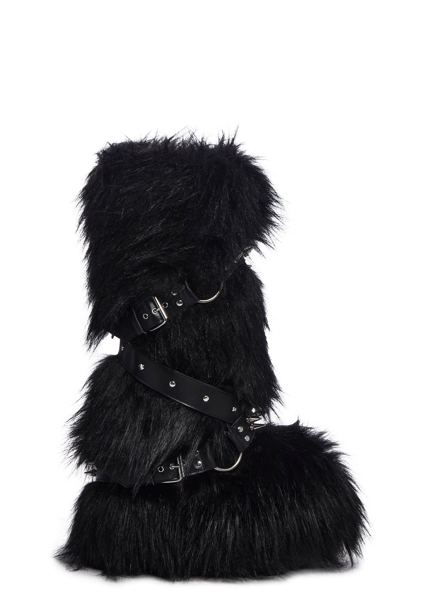 Wild Instincts Faux Fur Spiked Vegan Boots- Black- Size 5