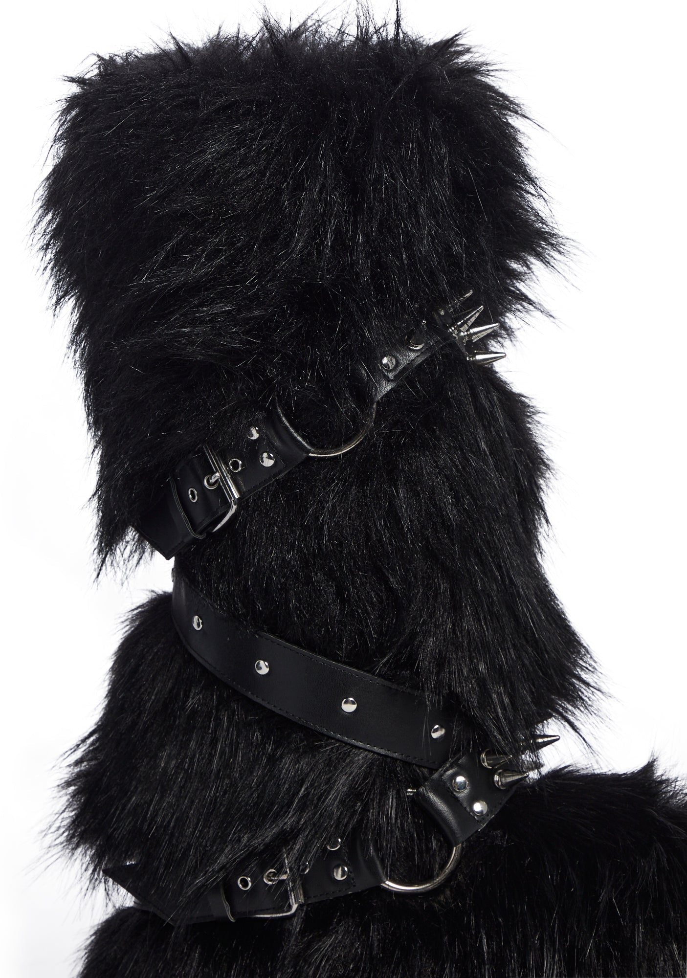 Wild Instincts Faux Fur Spiked Vegan Boots- Black- Size 5