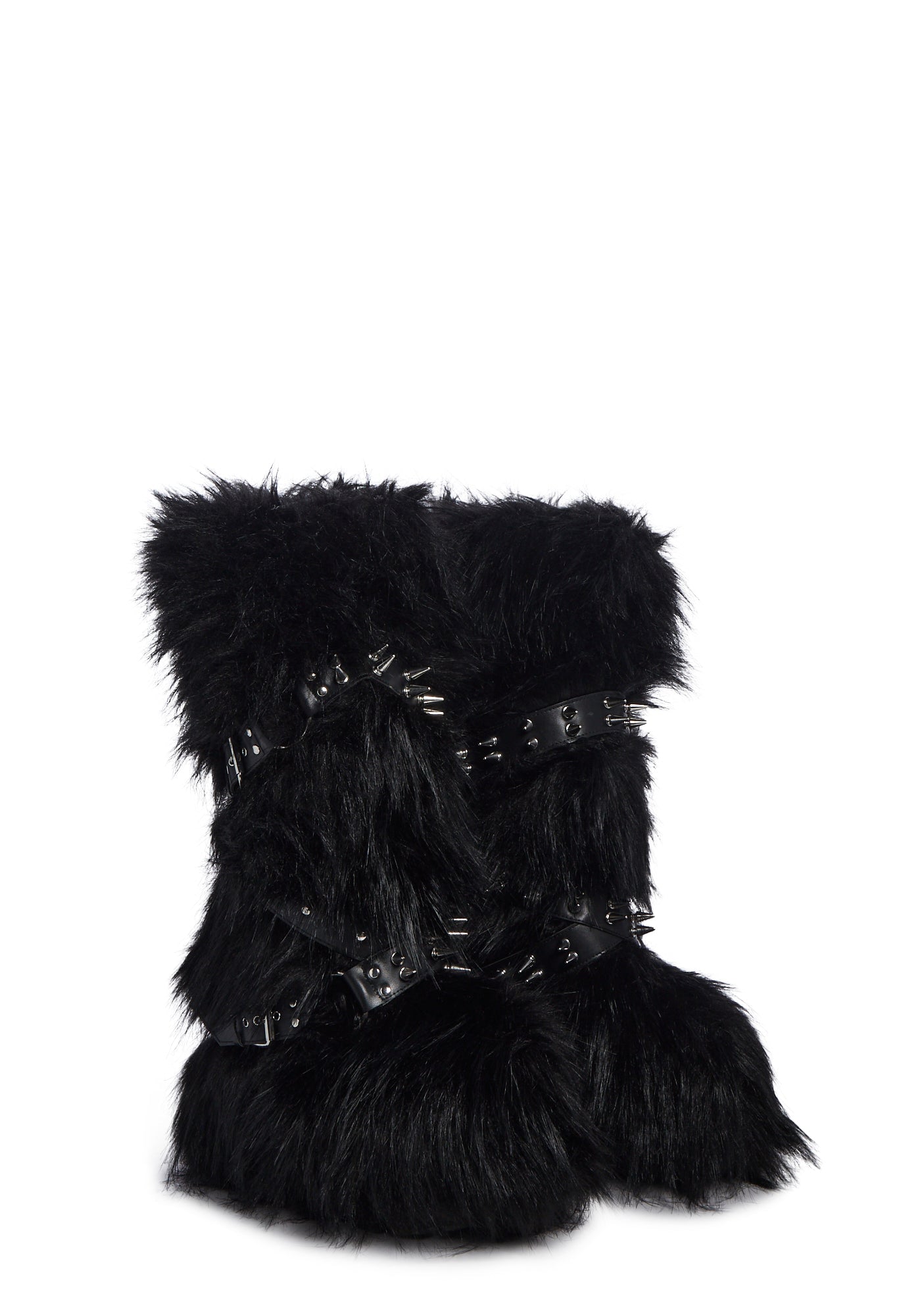 Wild Instincts Faux Fur Spiked Vegan Boots- Black- Size 5