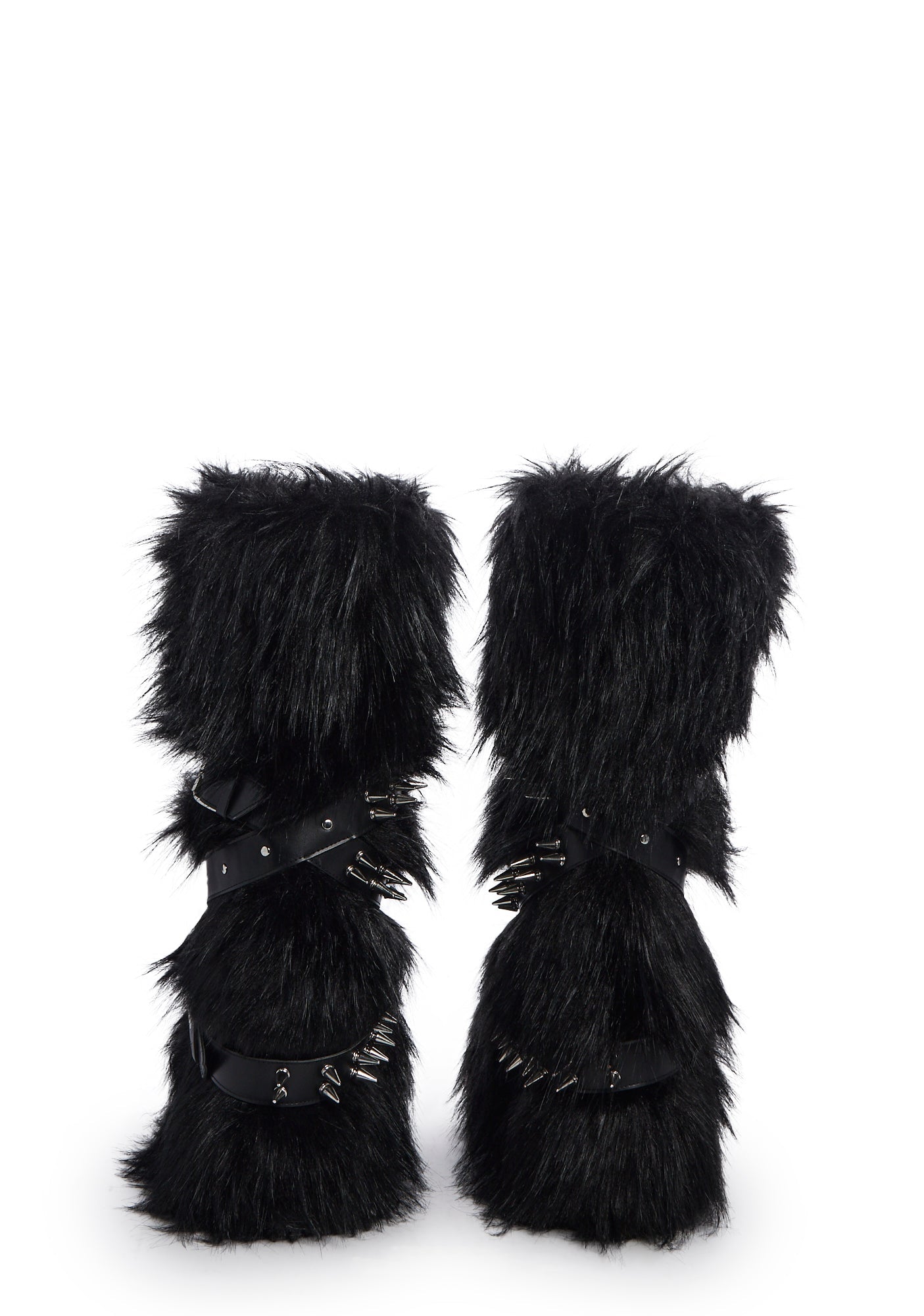 Wild Instincts Faux Fur Spiked Vegan Boots- Black- Size 5