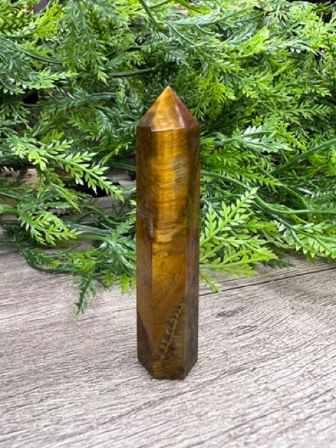 Tiger Eye Natural Stone Tower, 3 inch