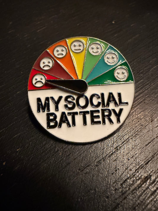 Social Battery Metal Pin