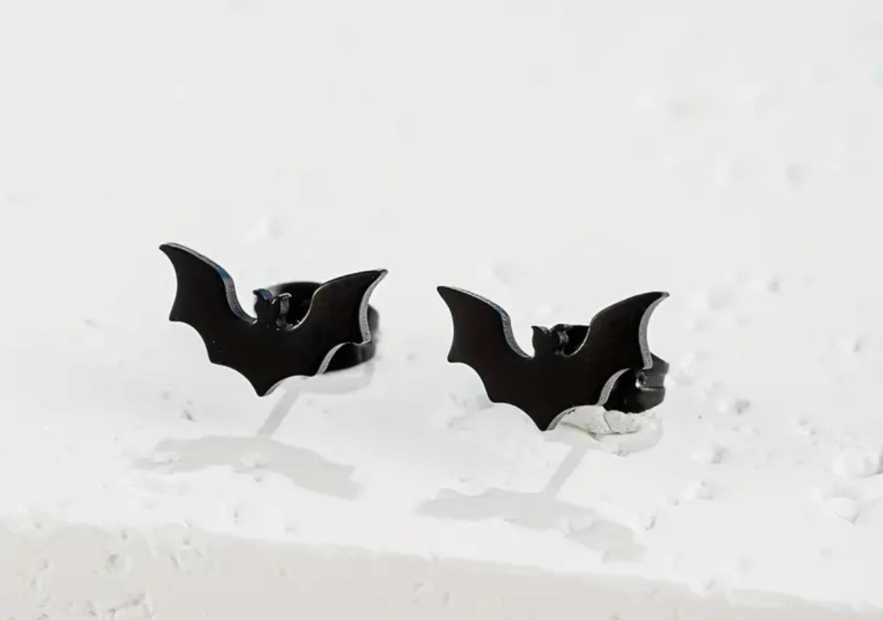 Stainless Steel Bat Stud Earrings