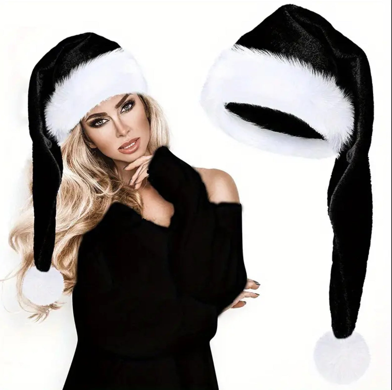 Black & White Oversized Santa Hat