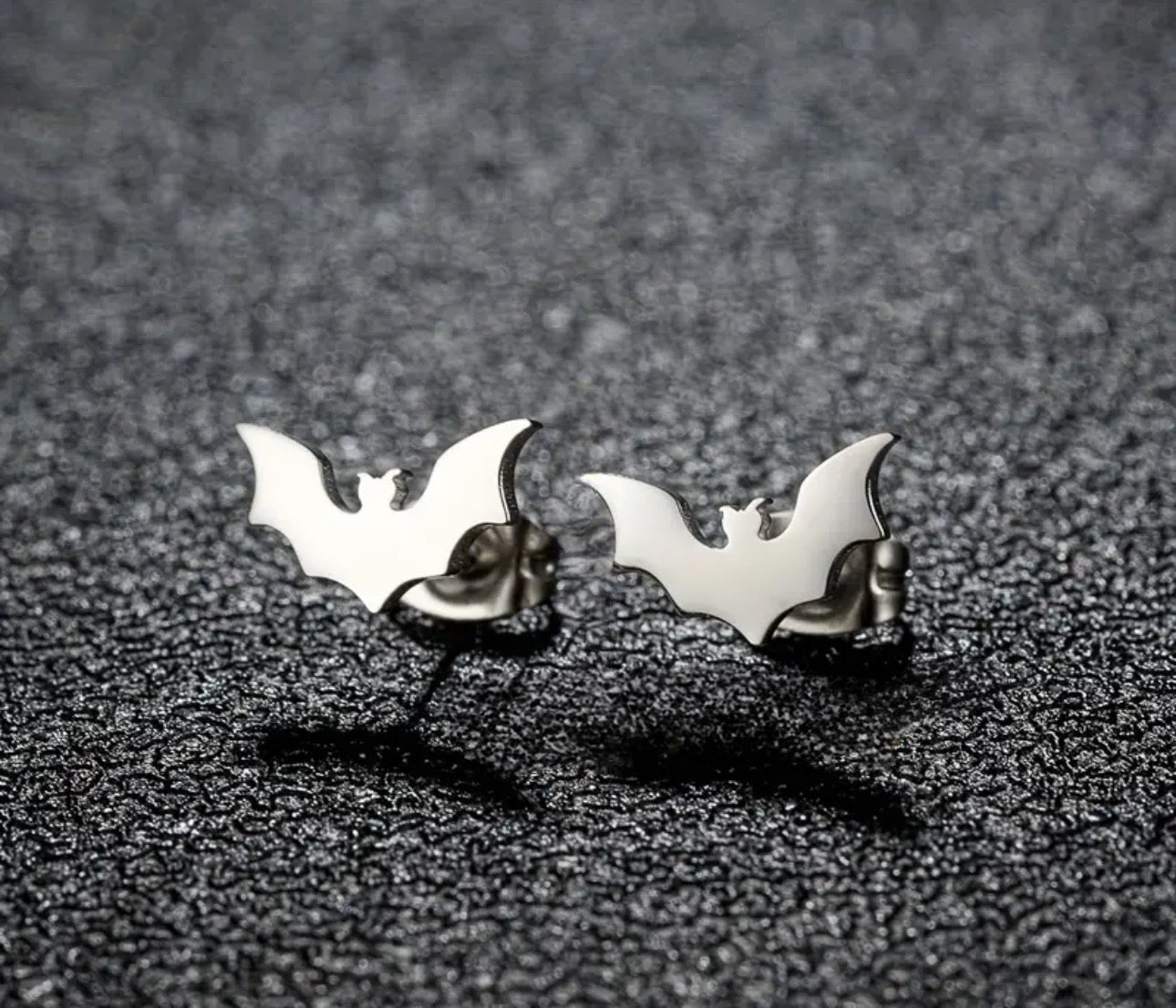 Stainless Steel Bat Stud Earrings