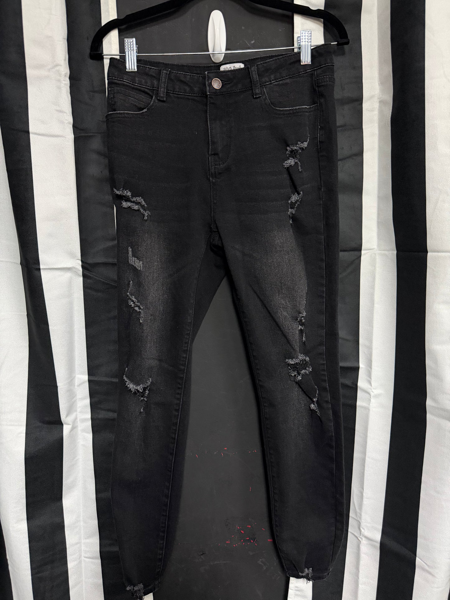 White Birch Medium Black Distressed Jeans
