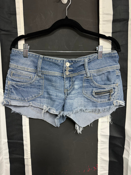 Almost Famous Distressed Zipper Shorts- Size 7