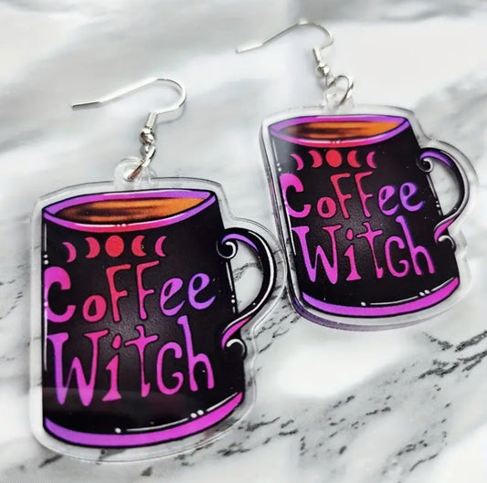 Coffee Witch Acrylic Earrings