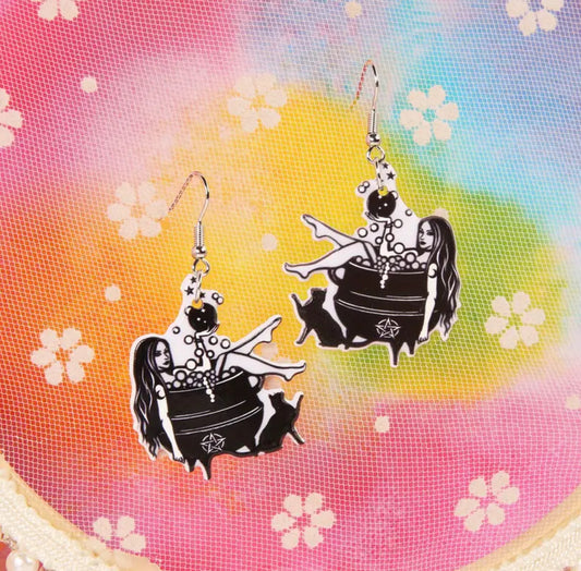 Witch in Cauldron Earrings