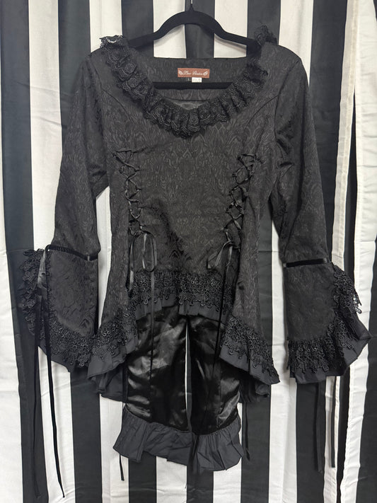 Romantic Goth- Lace Garden- Corset Top W/Tails- L