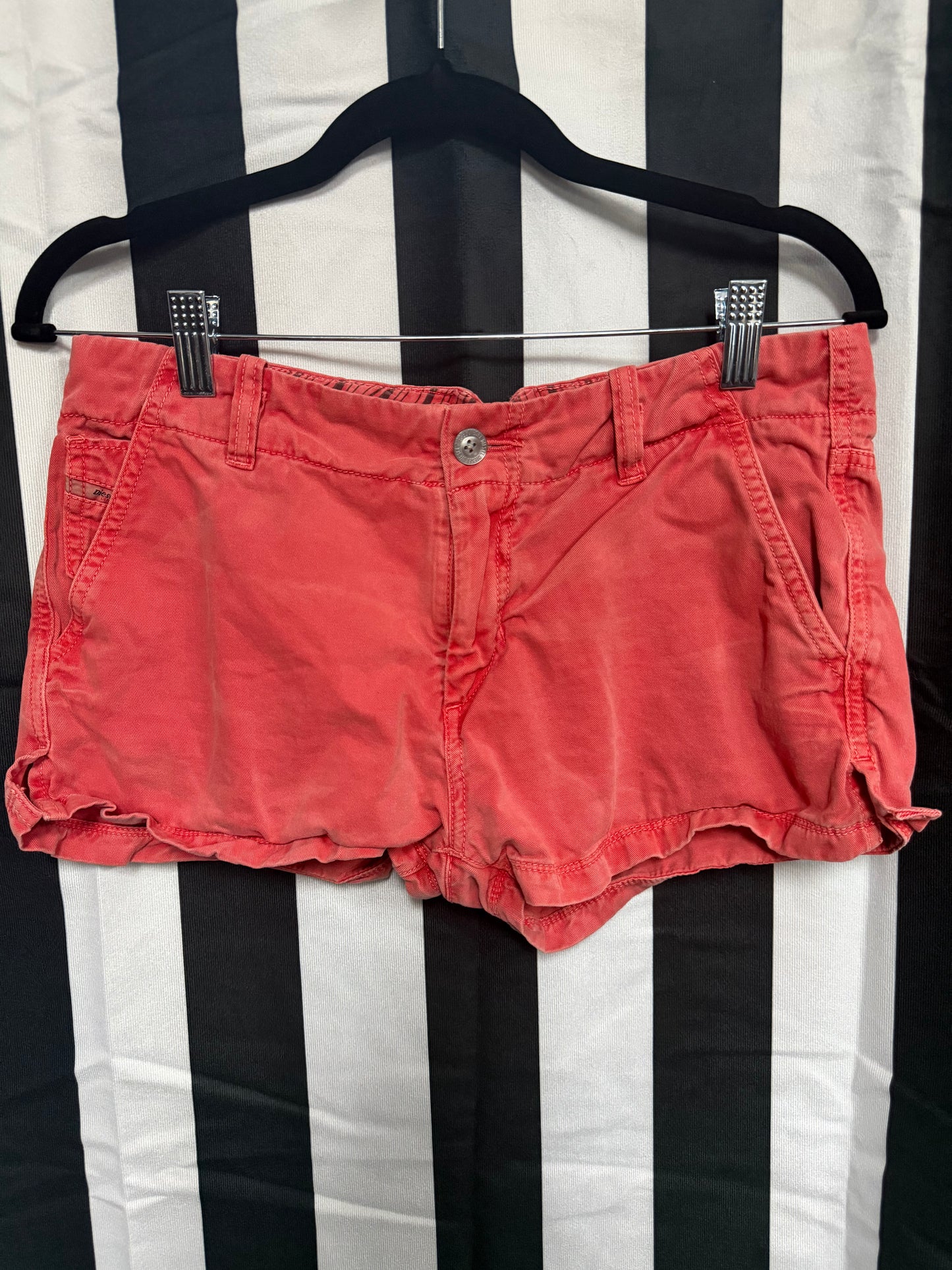 Y2K Diesel Washed Coral Shorts- Size 27 Waist