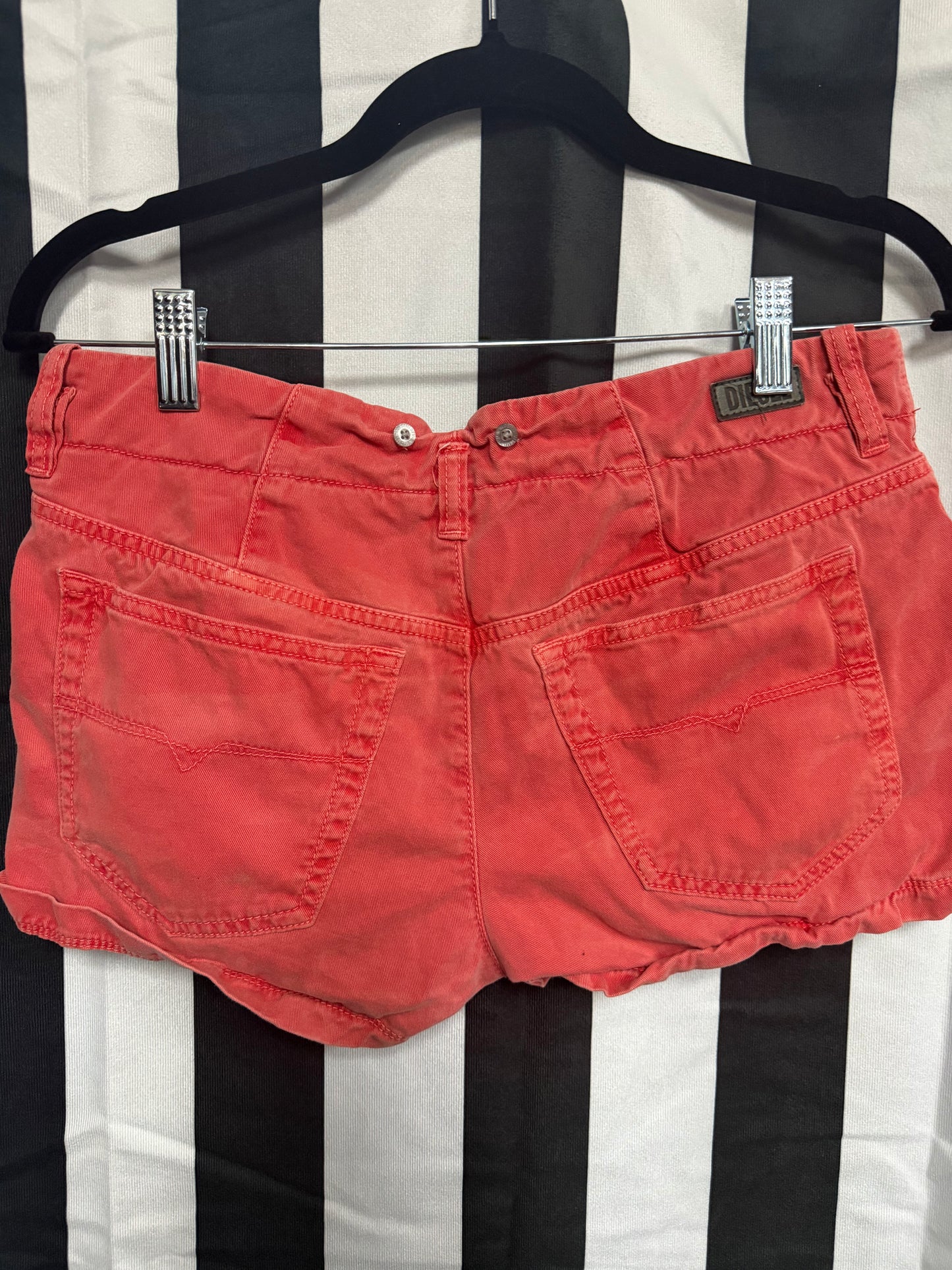 Y2K Diesel Washed Coral Shorts- Size 27 Waist
