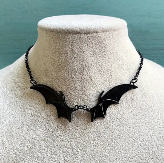 Goth Vampire Bat Wings Choker Necklace