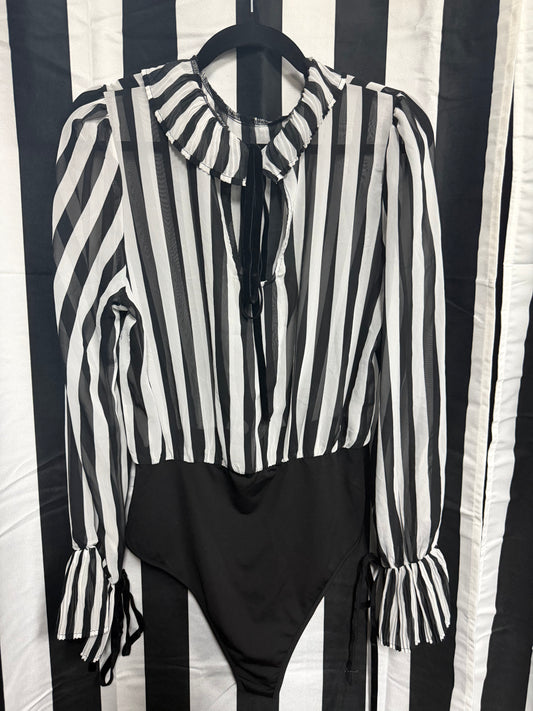 ClownCore B&W Striped Bodysuit- Size XL