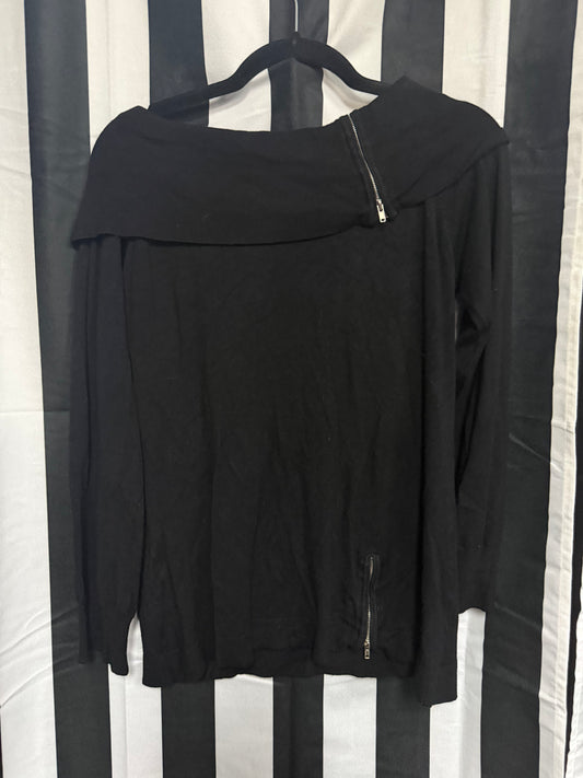 Business Goth- Black Zipper Long Sleeve- Small
