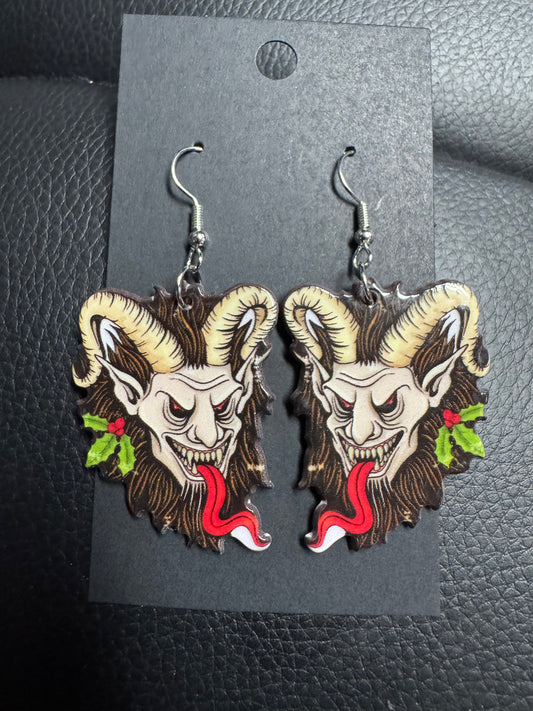 Krampus Acrylic Earrings, 2-Sided