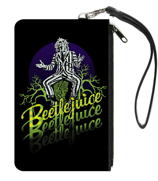 Large Black and White Beetlejuice Canvas Gothic Wallet