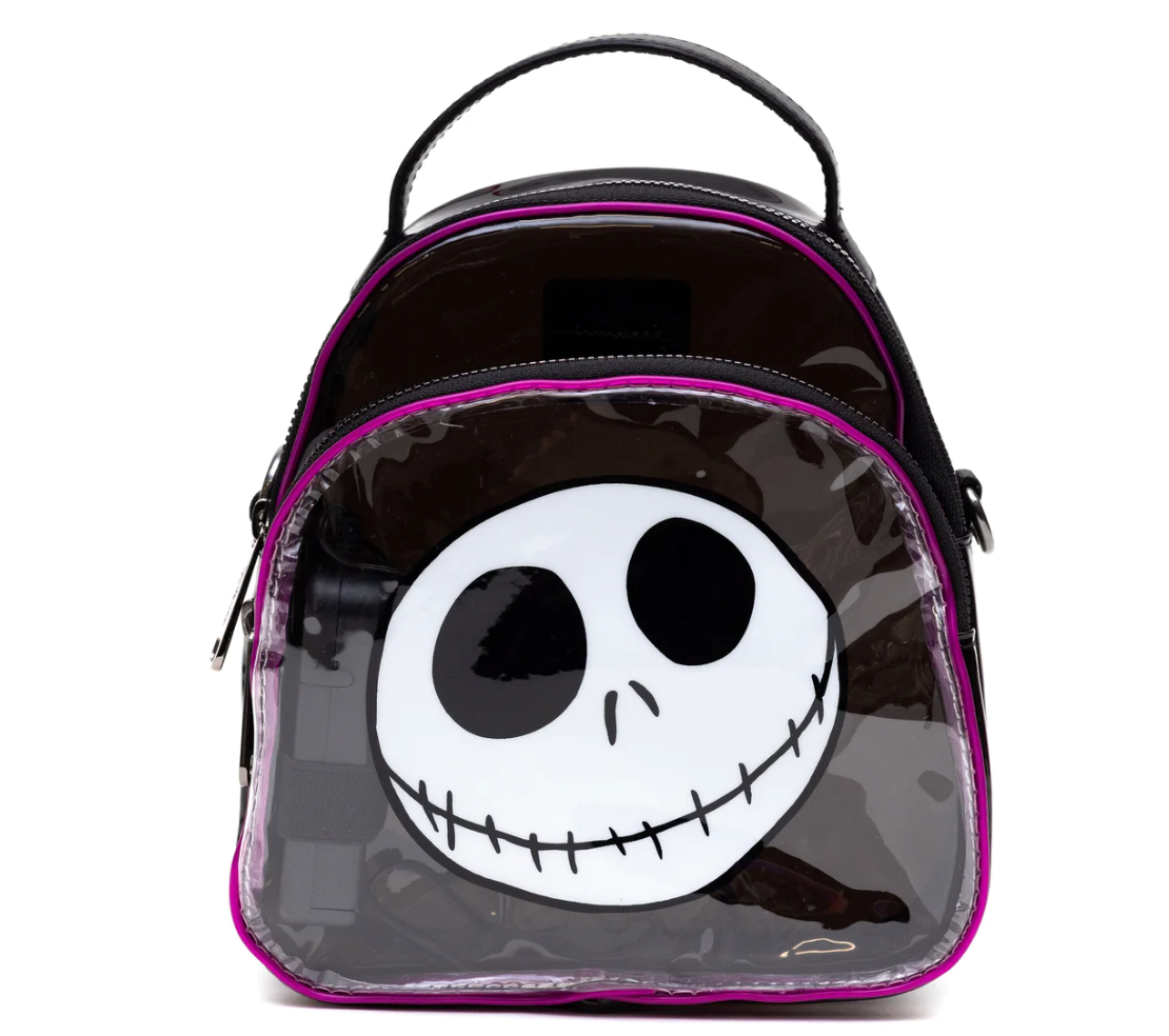 The Nightmare Before Christmas Jack Expression White/Black-Clear Light-Up Rounded Crossbody Bag With Handles