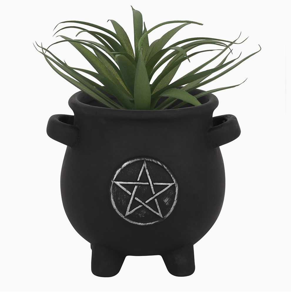 Gothic Pentagram Cauldron Plant Pot