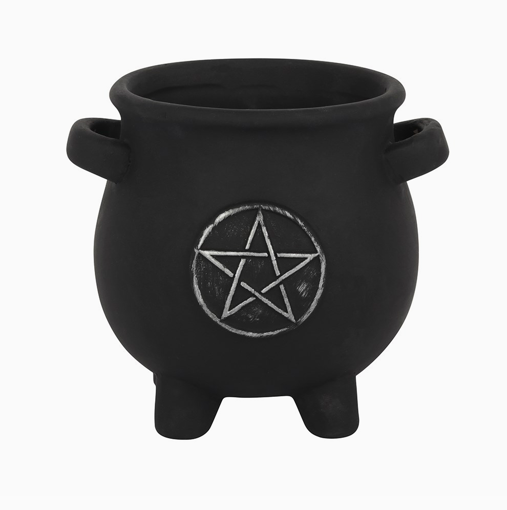 Gothic Pentagram Cauldron Plant Pot