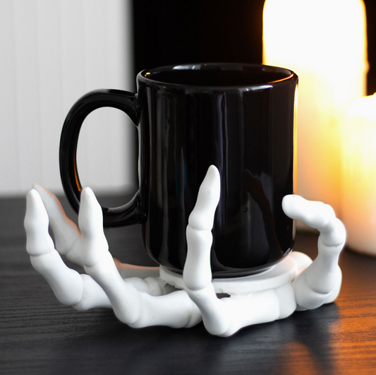 Gothic Halloween Skeleton Hand Coaster and Candle Holder