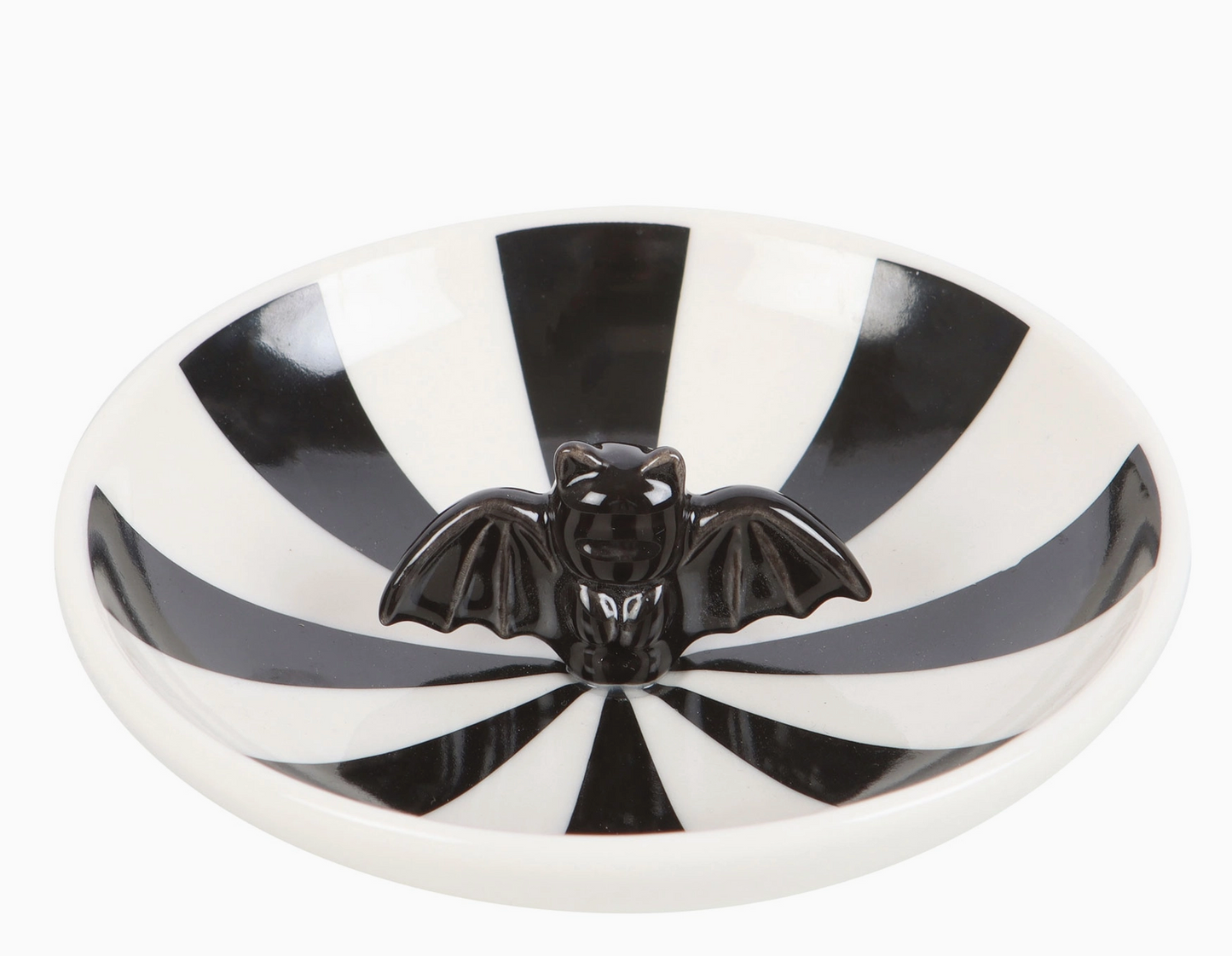 Gothic Striped Bat Halloween Trinket Dish