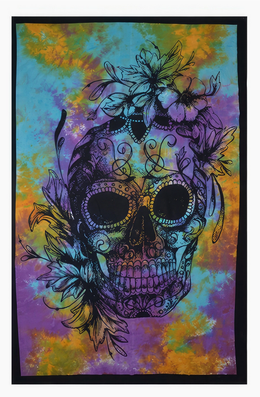 Tye Dye Calavera Skull Twin Tapestry