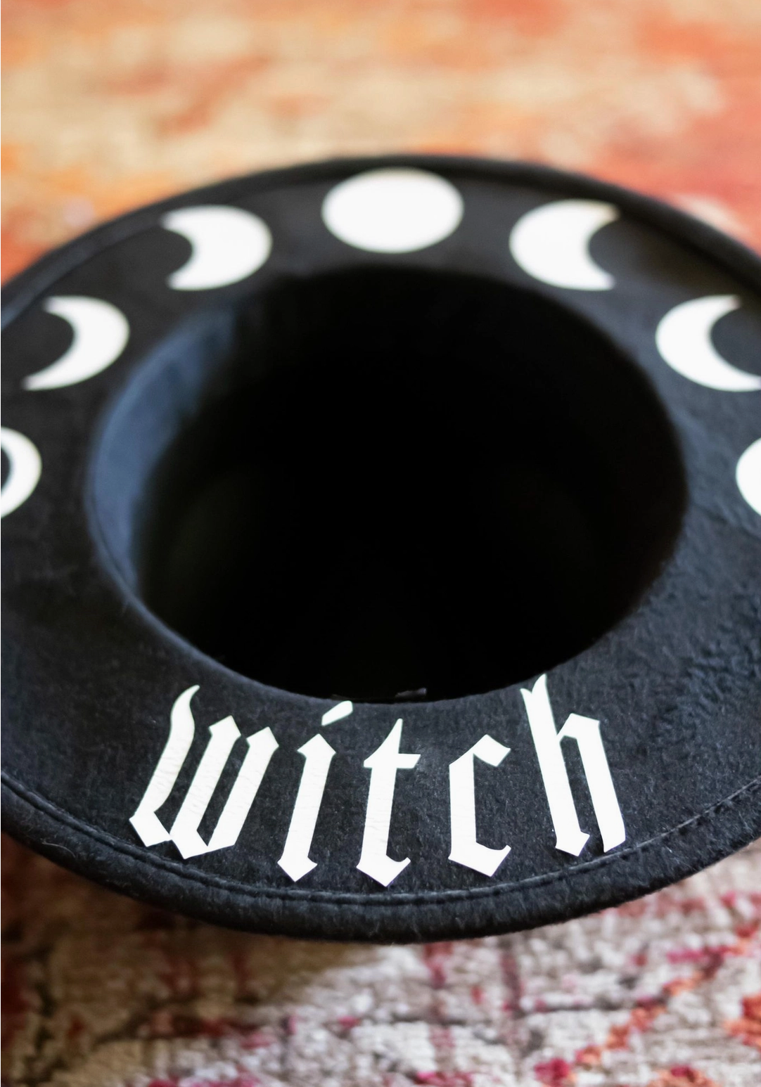 Witchy Gothic Wide-Brimmed Felt Hat — Moon Witch