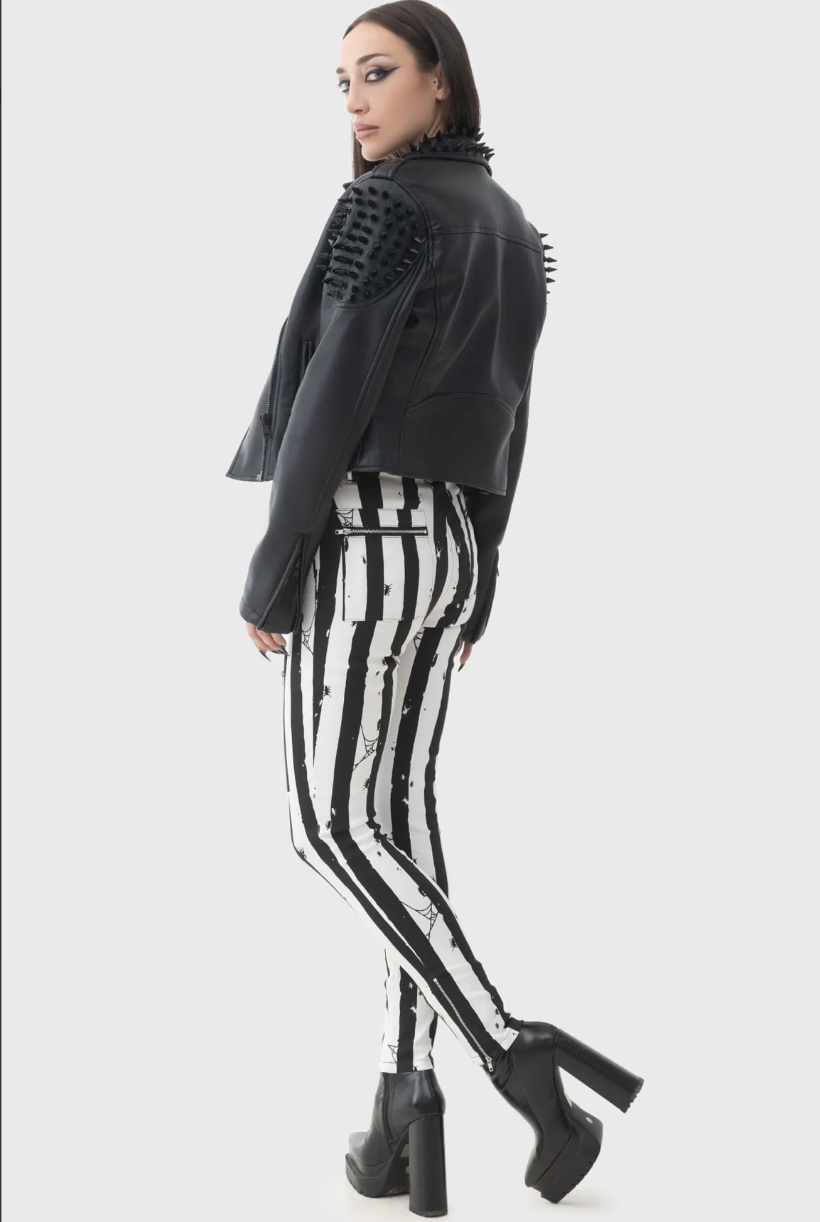 Warner Beetlejuice — Distressed Stripe Skinny Trousers