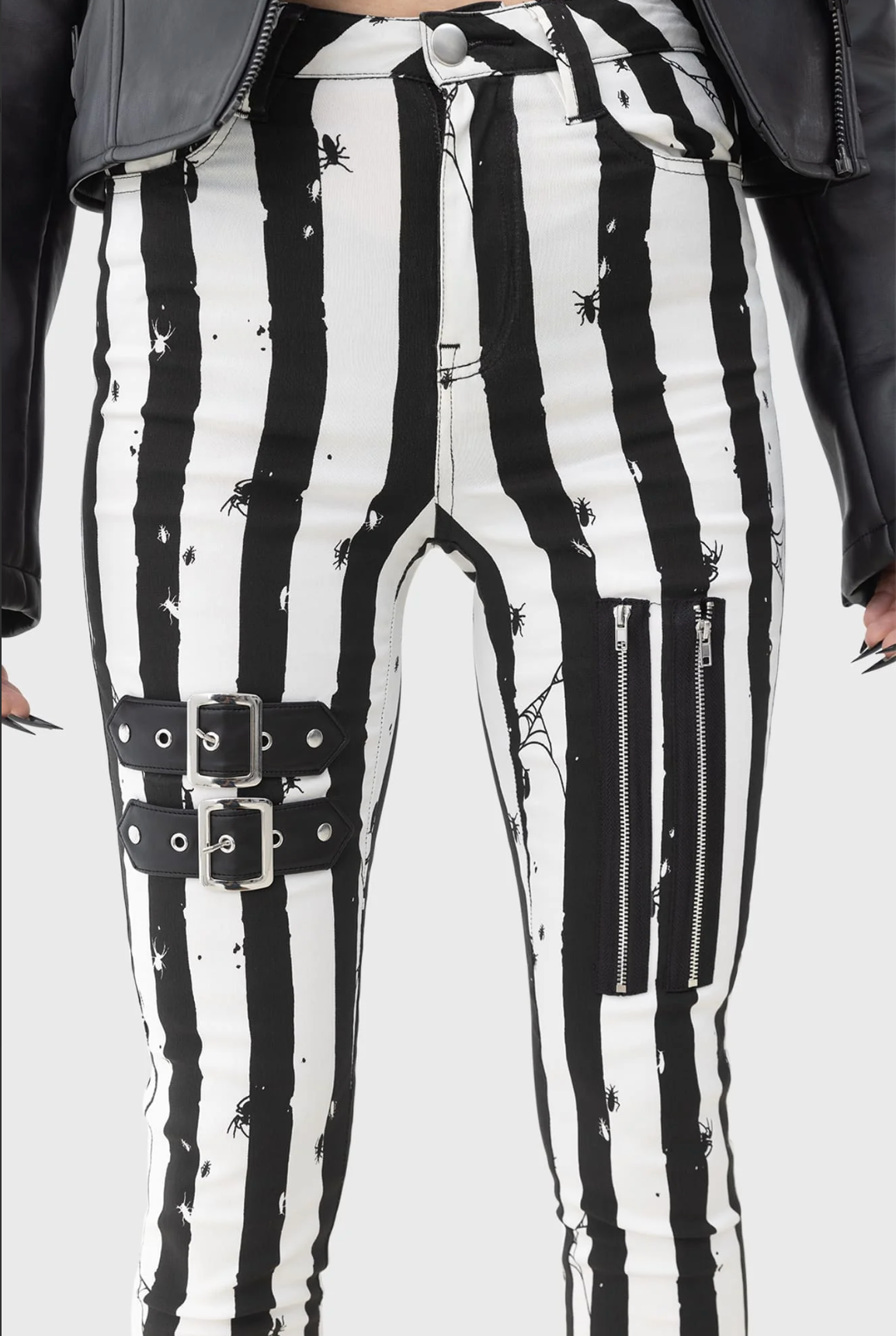 Warner Beetlejuice — Distressed Stripe Skinny Trousers