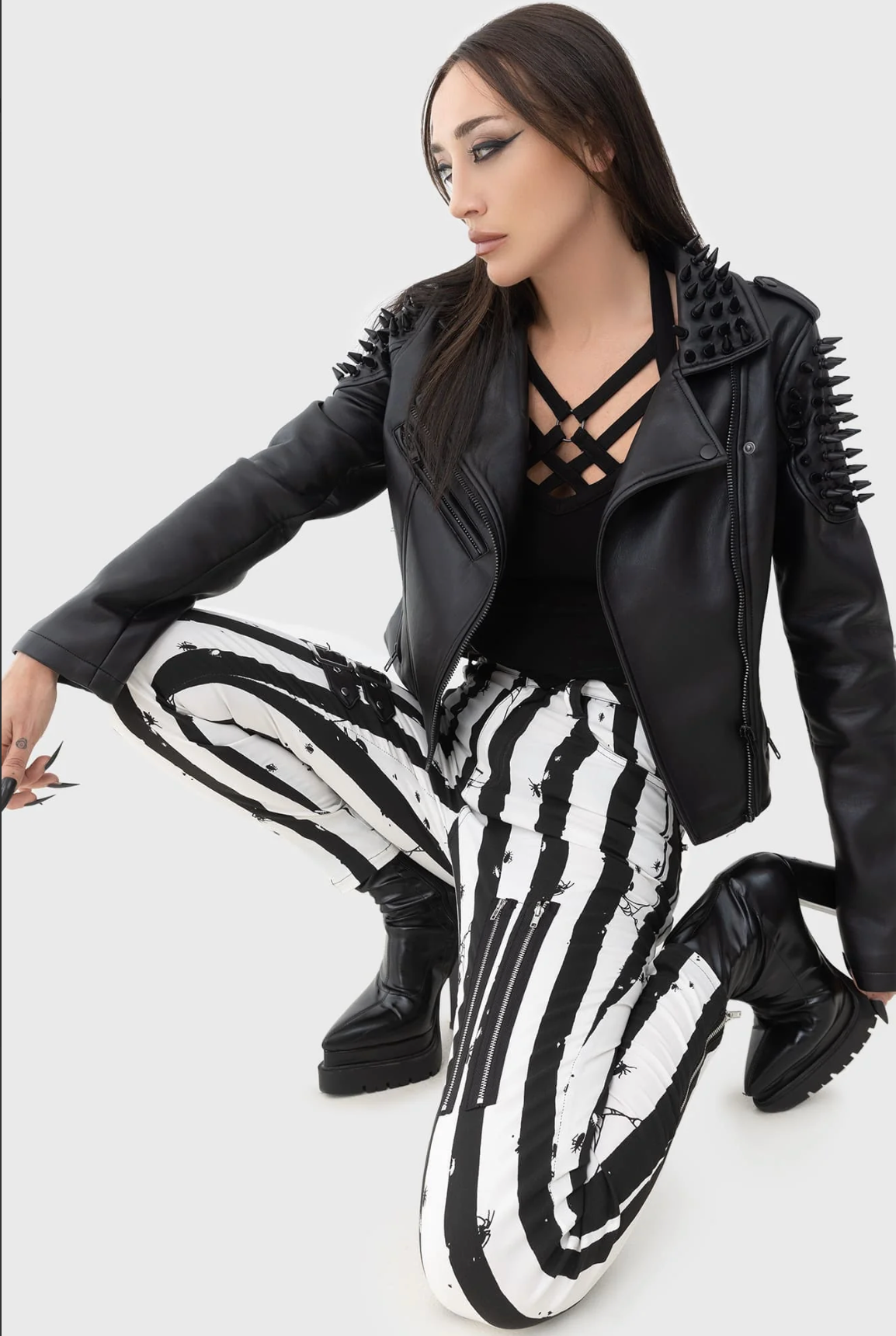 Warner Beetlejuice — Distressed Stripe Skinny Trousers