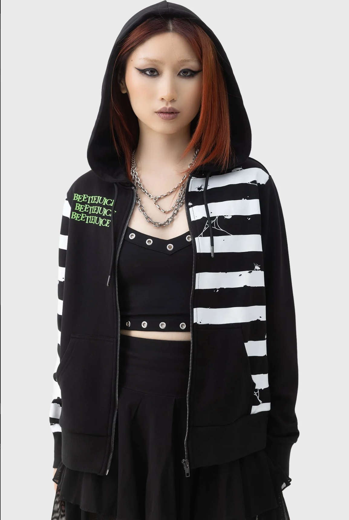 Beetlejuice Distressed Stripe Hoodie