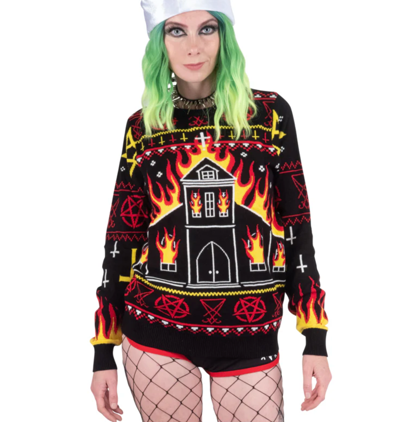 Metal Church Fire Knit Christmas Sweater