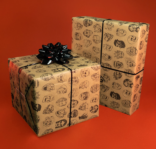 CHAMBER OF HORRORS - VINTAGE MONSTER MASKS WRAPPING PAPER