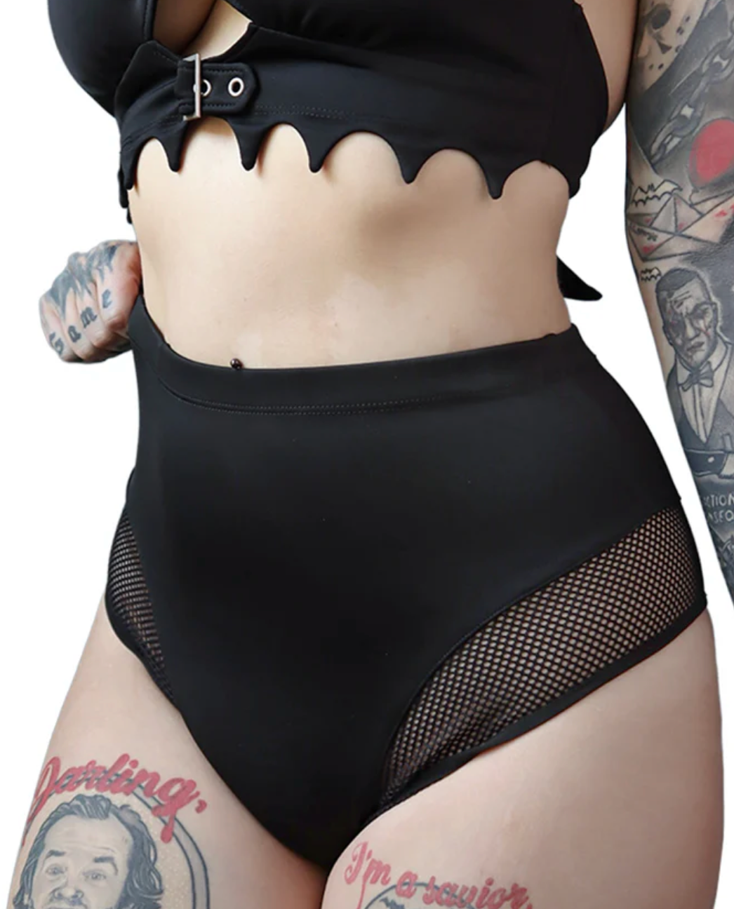 HIGH WAISTED FISHNET BIKINI BOTTOMS