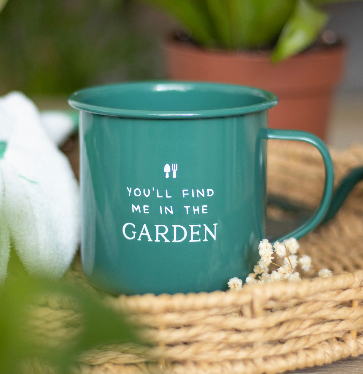 Find Me In the Garden Enamel Mug