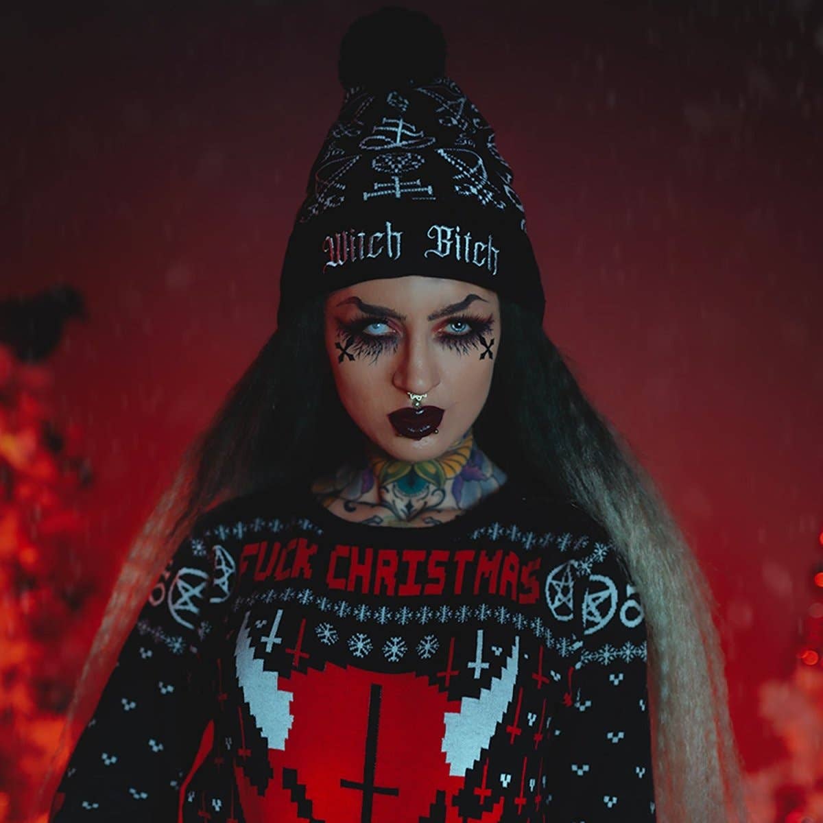 Witch Bitch Pom Pom Knit Beanie