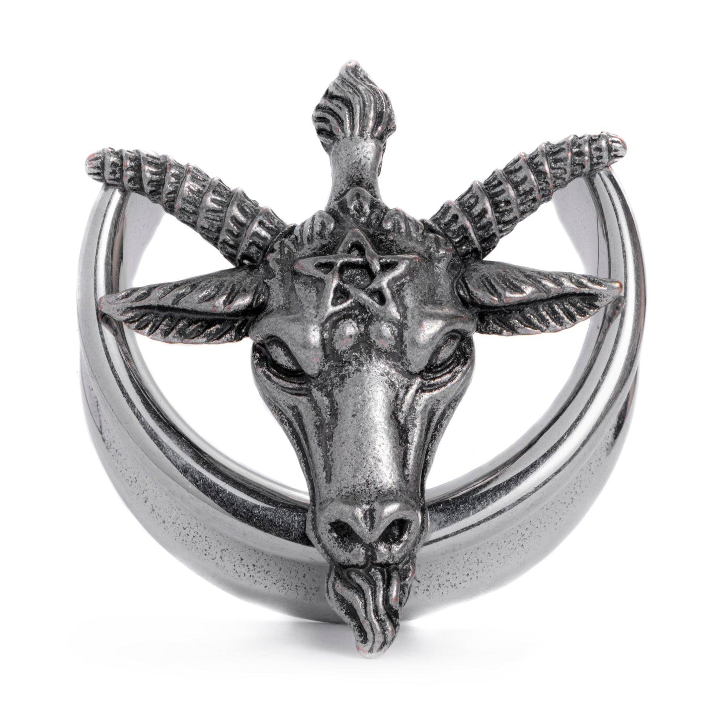 Silver Goat Head Saddle Plug / Tunnel / Gauge