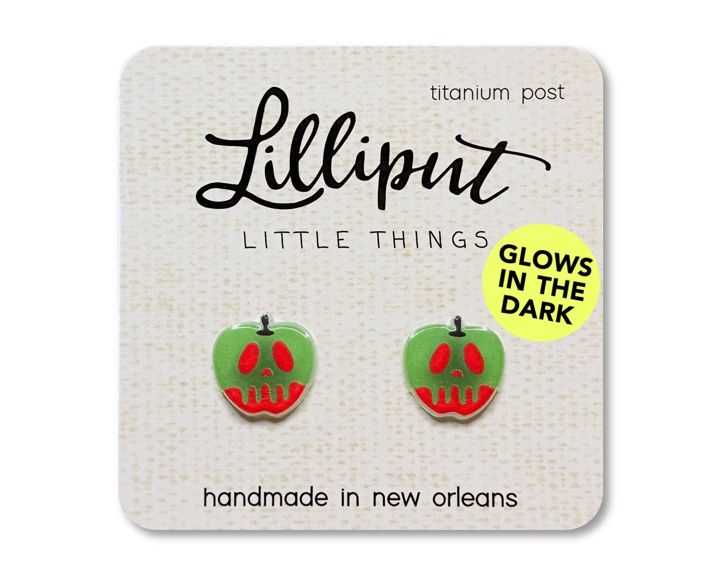 Poison Apple Earrings GLOW IN THE DARK / Halloween Earrings