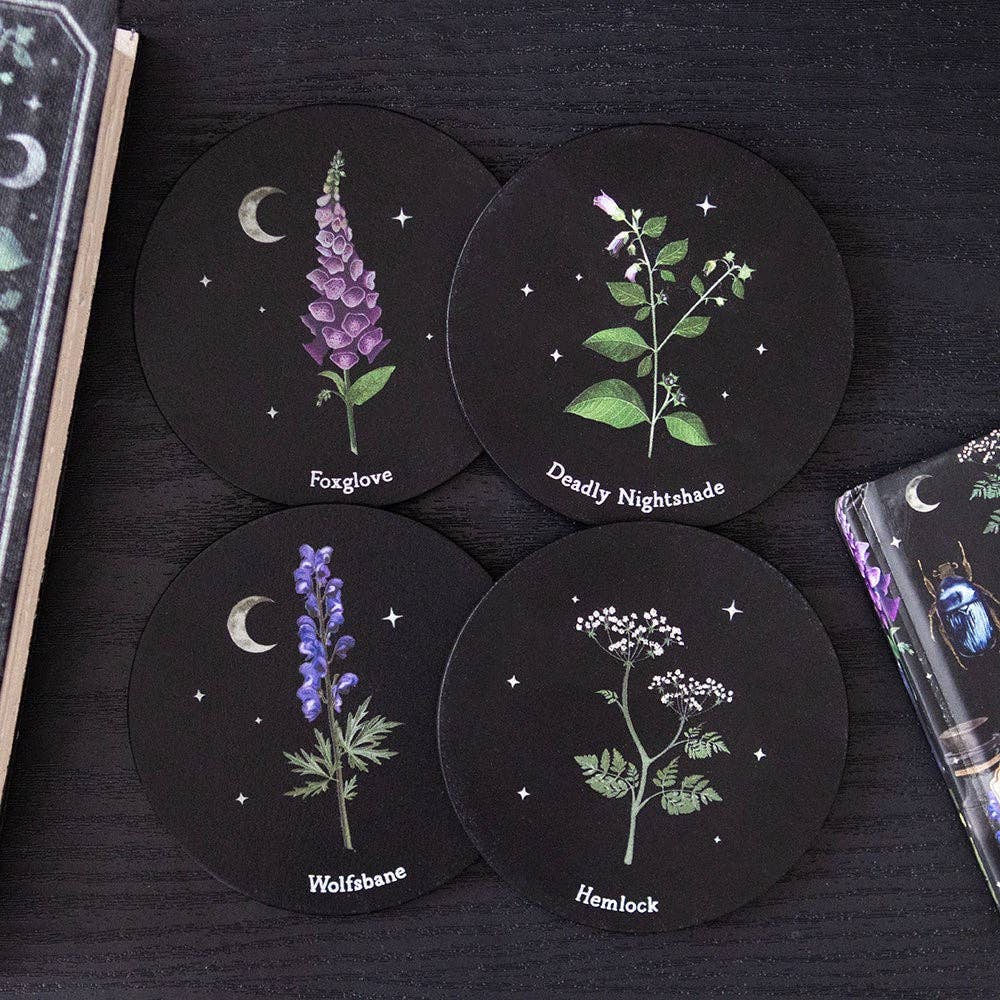 Poisonous Plants Gothic Botanical Coaster Set