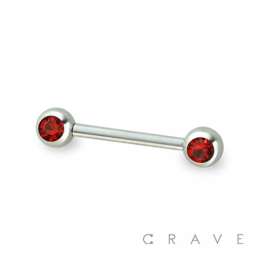 DOUBLE FRONT-FACING GEM 316L SURGICAL STEEL NIPPLE RING