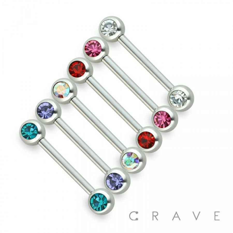 DOUBLE FRONT-FACING GEM 316L SURGICAL STEEL NIPPLE RING